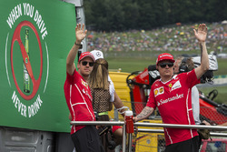 Sebastian Vettel, Ferrari and Kimi Raikkonen, Ferrari on the drivers parade