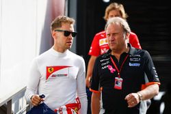 Sebastian Vettel, Ferrari, talks, Bob Fernley, Deputy Team Principal, Force India