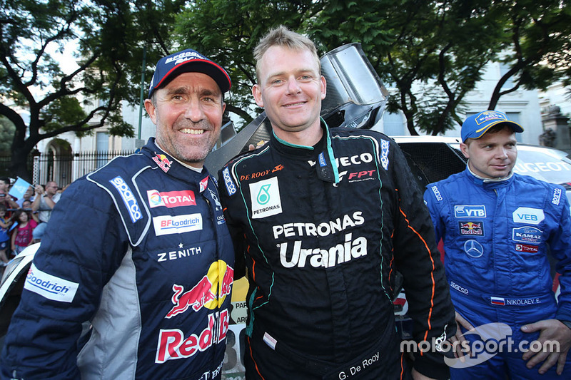 Stéphane Peterhansel, Peugeot Sport, Gerard de Rooy, Team De Rooy at the finish