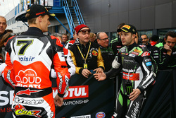 Chaz Davies, Ducati Team, Jonathan Rea, Kawasaki Racing confrontation in parc ferme