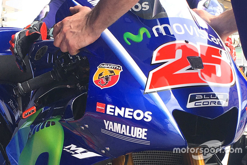 Detalle de la moto de Maverick Viñales, Yamaha Factory Racing