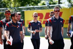 Kevin Magnussen, Haas F1 Team, conducts a track walk, colleagues