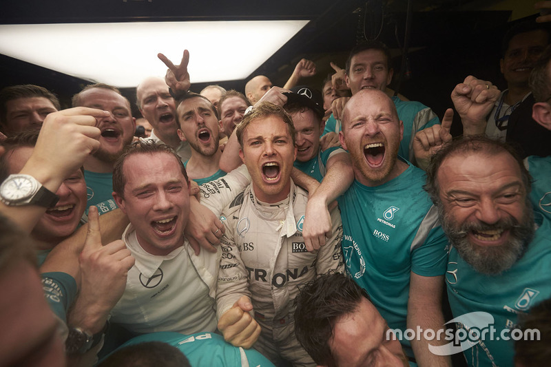 Nico Rosberg, Mercedes AMG F1 celebrates his first Drivers World Championship title