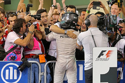 Second place and new world champion Nico Rosberg, Mercedes AMG Petronas F1 celebrates in parc ferme