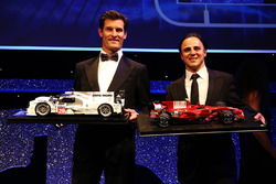Mark Webber and Felipe Massa receive model cars