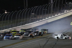 Crash: Christopher Bell, Kyle Busch Motorsports, Toyota; Brett Moffitt, Red Horse Racing, Toyota