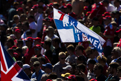 A flag in support of Kimi Raikkonen, Ferrari, in the crowd