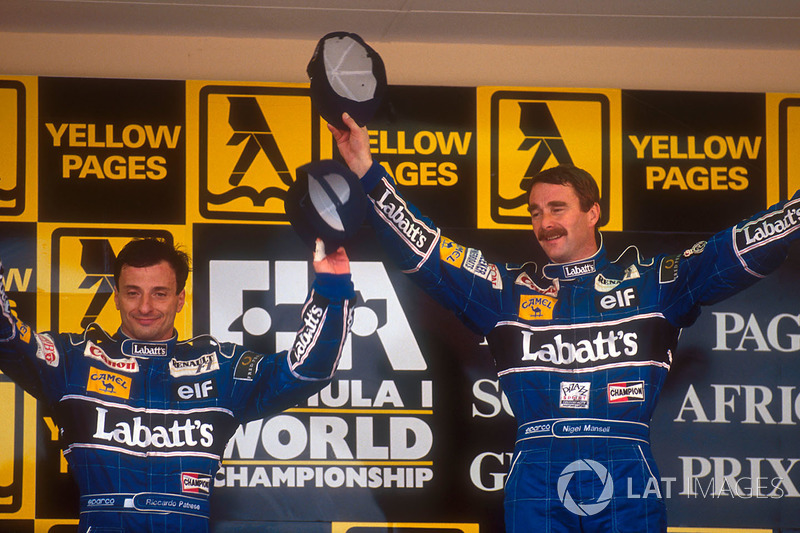 1. Nigel Mansell, Williams; 2. Riccardo Patrese, Williams