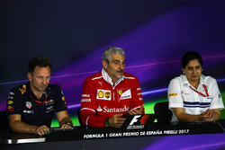 Christian Horner, Red Bull Racing Team Principal, Maurizio Arrivabene, Ferrari Team Principal and Monisha Kaltenborn, Sauber Team Prinicpal in the Press Conference
