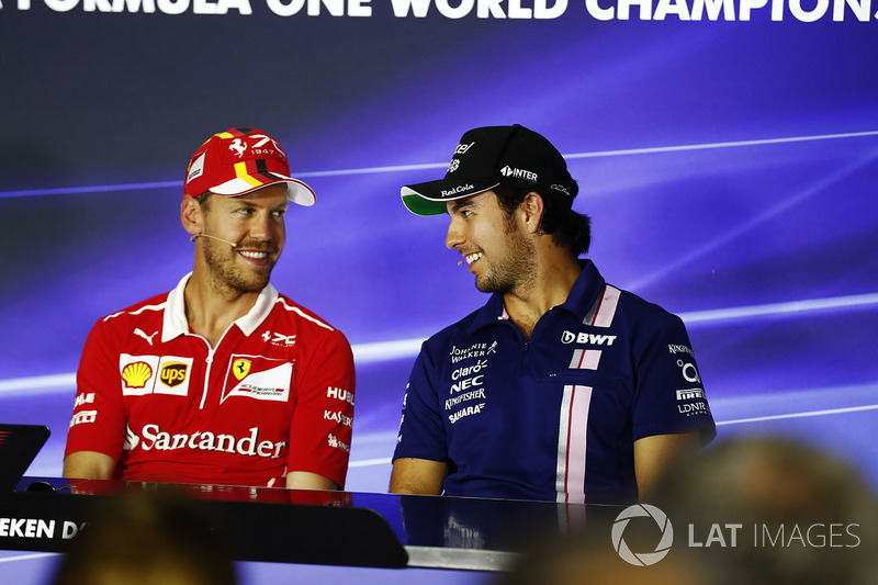 Press conference: Esteban Ocon, Force India, Sebastian Vettel, Ferrari, Sergio Perez, Force India
