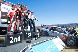 Winners Thierry Neuville, Nicolas Gilsoul, Hyundai Motorsport, second place Elfyn Evans, Daniel Barritt, M-Sport, third place Ott Tänak, Martin Järveoja, M-Sport