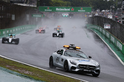 Lewis Hamilton, Mercedes AMG F1 W07 Hybrid leads behind the FIA Safety Car