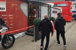 Jorge Lorenzo arrives at the Ducati motorhome