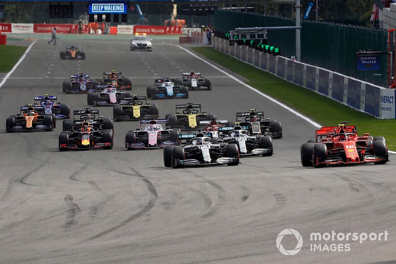 Charles Leclerc, Ferrari SF90, Sebastian Vettel, Ferrari SF90, Lewis Hamilton, Mercedes AMG F1 W10, Valtteri Bottas, Mercedes AMG W10