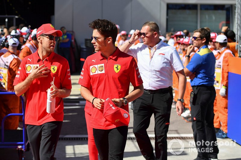 Sebastian Vettel, Ferrari, e Charles Leclerc, Ferrari