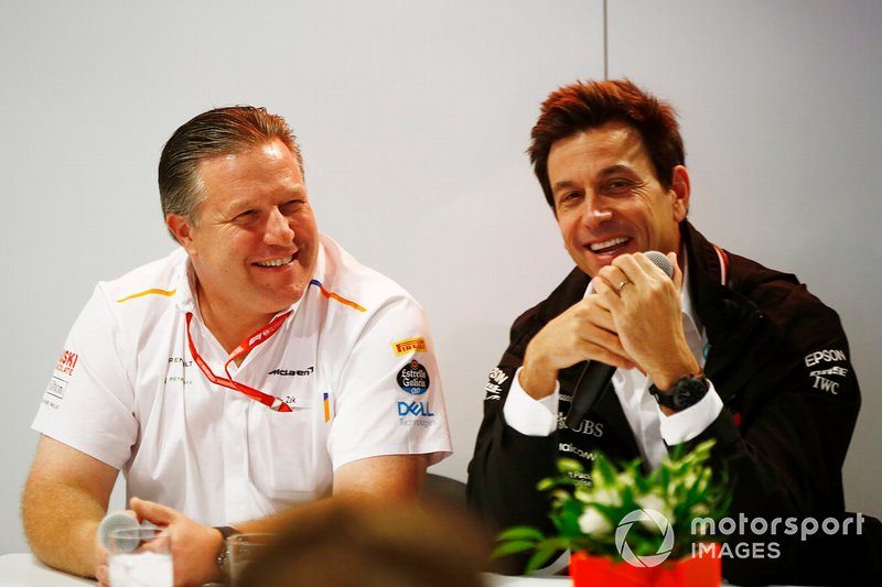 Zak Brown, Executive Director, McLaren, and Toto Wolff, Executive Director (Business), Mercedes AMG