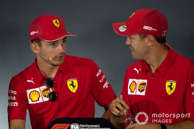 Charles Leclerc, Ferrari and Sebastian Vettel, Ferrari in the Press Conference