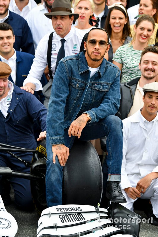 Lewis Hamilton, Mercedes AMG F1 during Mercedes AMG F1 team photograph to celebrate 125th year in motorsport