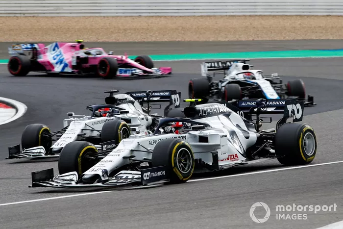 Pierre Gasly, AlphaTauri AT01, Daniil Kvyat, AlphaTauri AT01, George Russell, Williams FW43, Nico Hulkenberg, Racing Point RP20