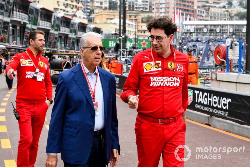 Piero Ferrari with Mattia Binotto, Team Principal Ferrari