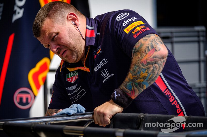 Red Bull Racing team member at work