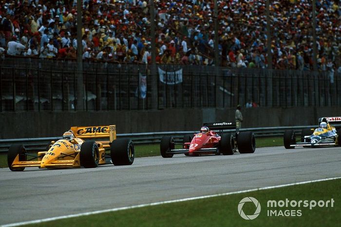 Nelson Piquet, Lotus 100T Honda V6, Michele Alboreto, Ferrari, Riccardo Patrese, Williams