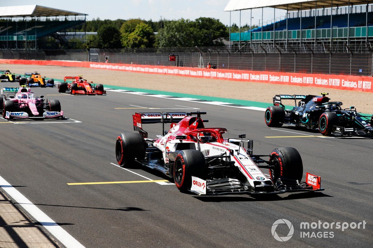 Kimi Raikkonen, Alfa Romeo Racing C39, Valtteri Bottas, Mercedes F1 W11, Lance Stroll, Racing Point RP20, Charles Leclerc, Ferrari SF1000, and Carlos Sainz Jr., McLaren MCL35