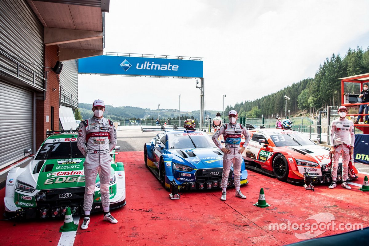 Top 3 after Qualifying: Pole sitter Robin Frijns, Audi Sport Team Abt Sportsline, Nico Müller, Audi Sport Team Abt Sportsline, René Rast, Audi Sport Team Rosberg