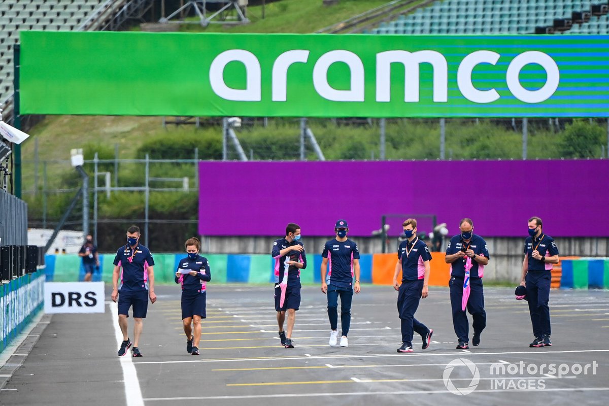 Lance Stroll, Racing Point, walks the track