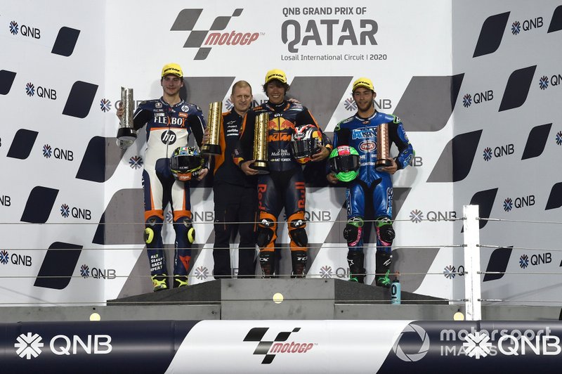 Podio: Aki Ajo, Lorenzo Baldassarri, Pons HP40, Tetsuta Nagashima, Red Bull KTM Ajo, Enea Bastianini, Italtrans Racing Team