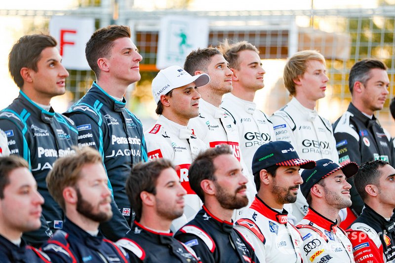 Mitch Evans, Jaguar Racing, James Calado, Jaguar Racing, Felipe Massa, Venturi, Edoardo Mortara, Venturi at the drivers' photo