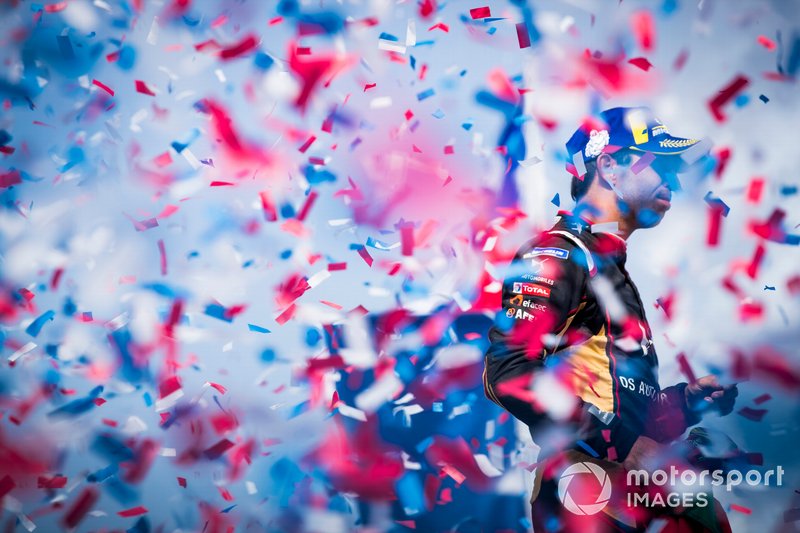 Antonio Felix da Costa, DS Techeetah, 2nd position, celebrates on the podium