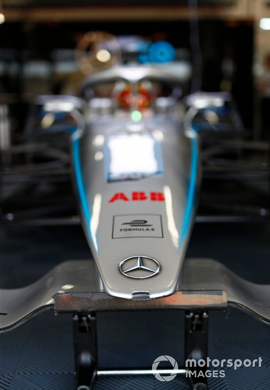Nose detail on Stoffel Vandoorne, Mercedes Benz EQ Formula, EQ Silver Arrow 01