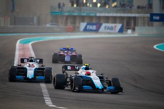 Robert Kubica, Williams FW42, leads George Russell, Williams Racing FW42, and Pierre Gasly, Toro Rosso STR14