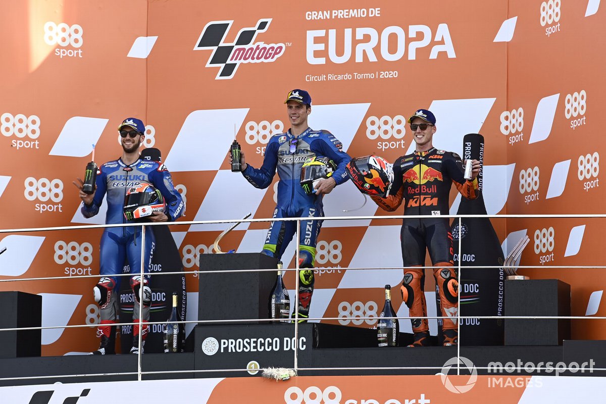 Podio: ganador de la carrera Joan Mir, Team Suzuki MotoGP, segundo lugar Alex Rins, Team Suzuki MotoGP, tercer lugar Pol Espargaró, Red Bull KTM Factory Racing