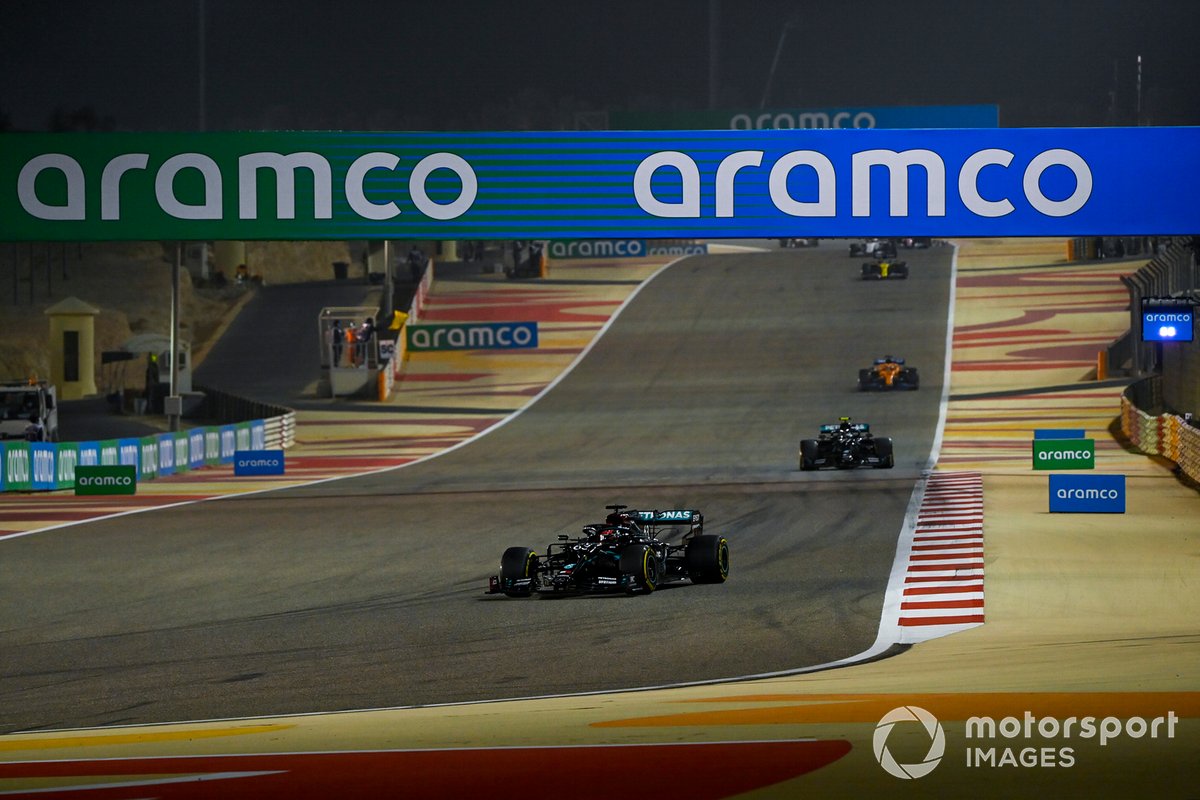George Russell, Mercedes F1 W11, Valtteri Bottas, Mercedes F1 W11, and Carlos Sainz Jr., McLaren MCL35