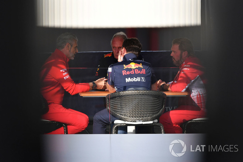 Maurizio Arrivabene, Ferrari, Dr Helmut Marko, Red Bull Motorsport, Christian Horner, Red Bull Racing és Gino Rosato, Ferrari