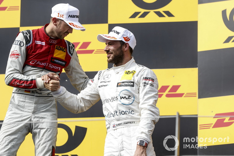 Podium: Race winner René Rast, Audi Sport Team Rosberg and third place Gary Paffett, Mercedes-AMG Team HWA
