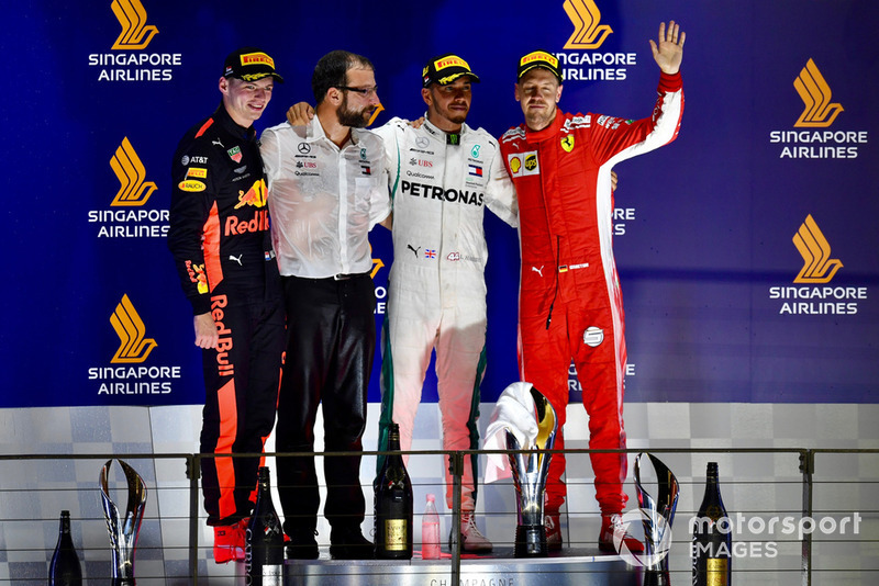 2018: 1. Lewis Hamilton, 2. Max Verstappen, 3. Sebastian Vettel