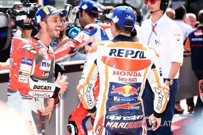 Poleman Marc Marquez, Repsol Honda Team, segundo clasificado Andrea Dovizioso, Ducati Team