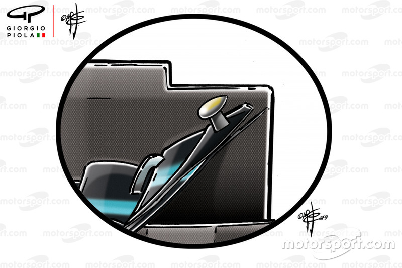 Detalle del endplate del Mercedes W10
