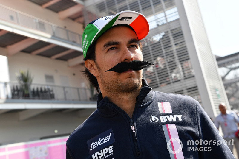 Sergio Perez, Racing Point Force India with moustache 