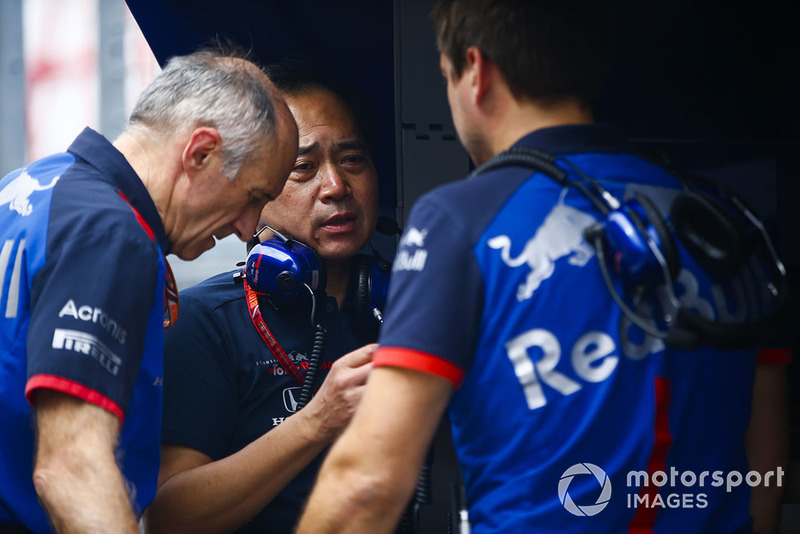 Franz Tost, Team Principal, Scuderia Toro Rosso, and Toyoharu Tanabe, F1 Technical Director, Honda
