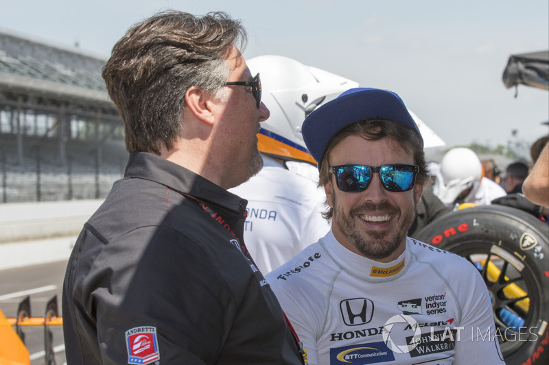 Fernando Alonso, Andretti Autosport Honda with team owner Michael Andretti