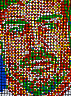 Portrait of Fernando Alonso, McLaren, made from Rubik's Cubes