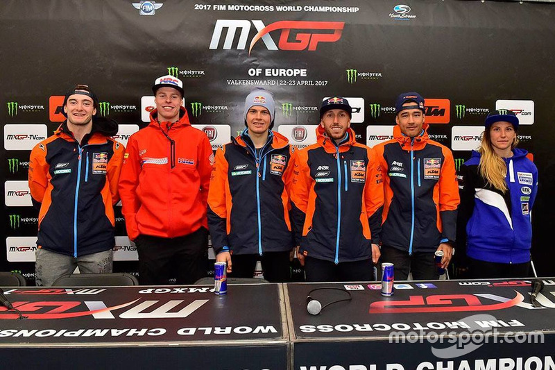 Jeffrey Herlings, Red Bull KTM Factory Racing, Lars van Berkel, Team HRC, Pauls Jonass, Red Bull KTM Factory Racing, Tony Cairoli, Red Bull KTM Factory Racing, Glenn Coldenhoff, Red Bull KTM Factory Racing, en Kiara Fontanesi, Team Ausio Yamaha tijdens de