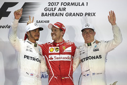 Podium: race winner Sebastian Vettel, Ferrari, second place Lewis Hamilton, Mercedes AMG F1, third p