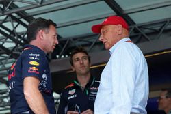 Christian Horner, teambaas Red Bull Racing Niki Lauda, voorzitter Mercedes AMG F1