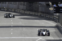 Graham Rahal, Rahal Letterman Lanigan Racing Honda, takes the checkered flag