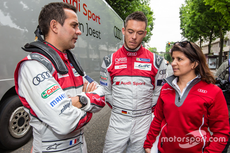 Audi Sport Team Joest: Benoit Tréluyer, Andre Lotterer and race engineer Leena Gade